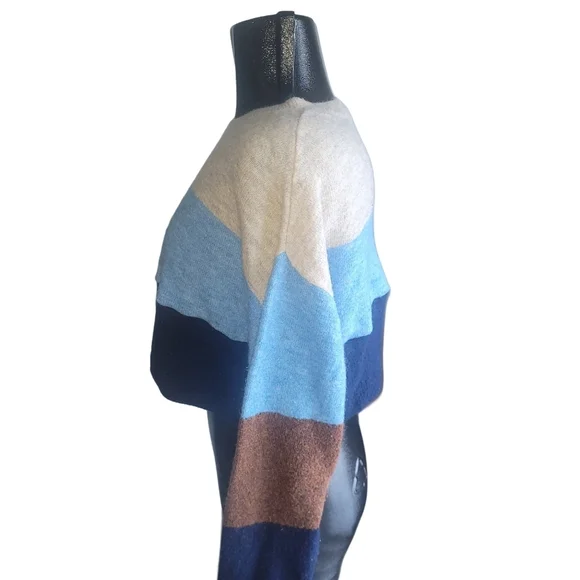 H&M Multi Color Block Cropped Sweater M - Picture 5 of 7